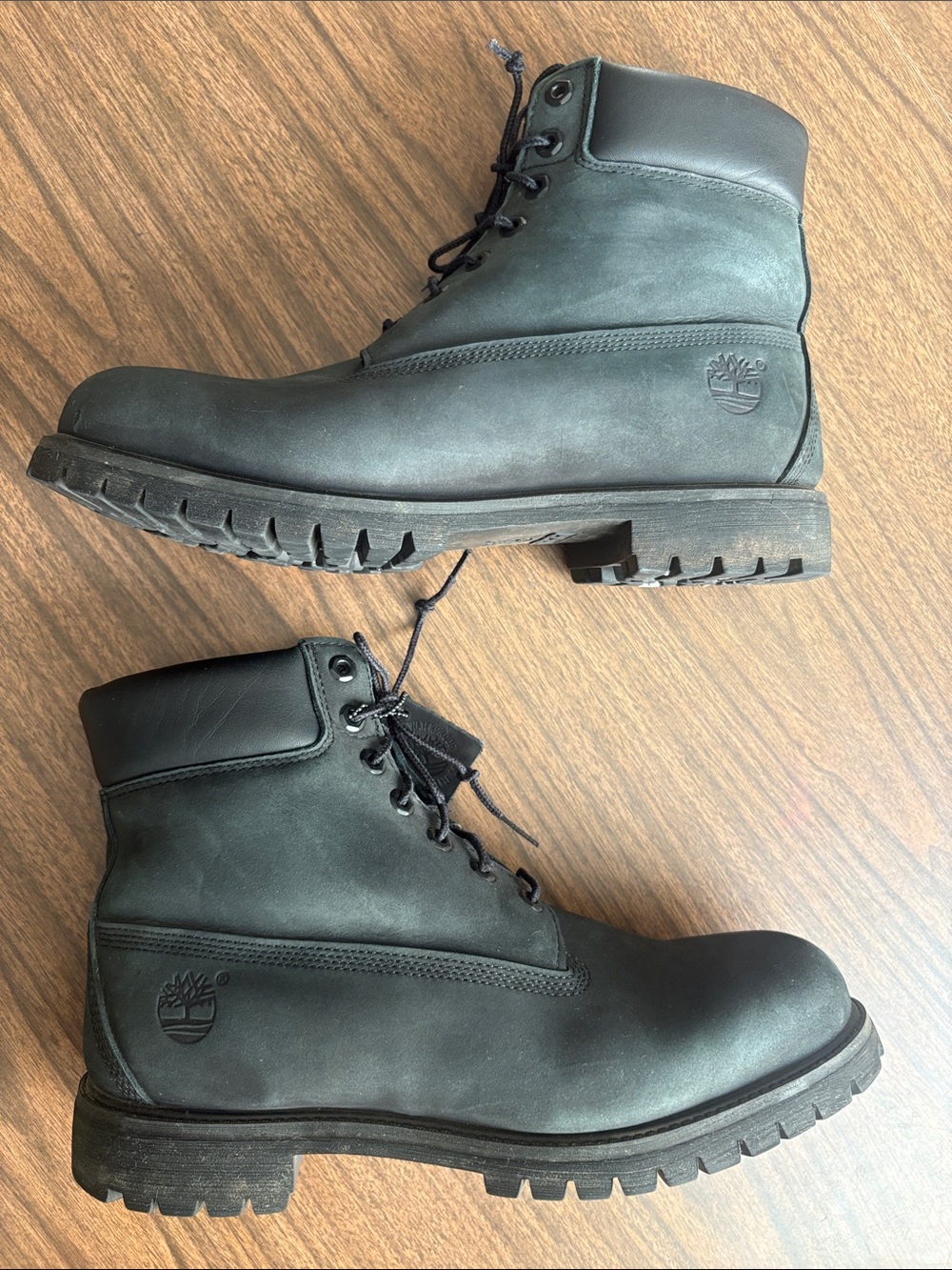 Timberland Size 12 Men's Black Nubuck Leather Lace Up Work Boots - Picture 4 of 6